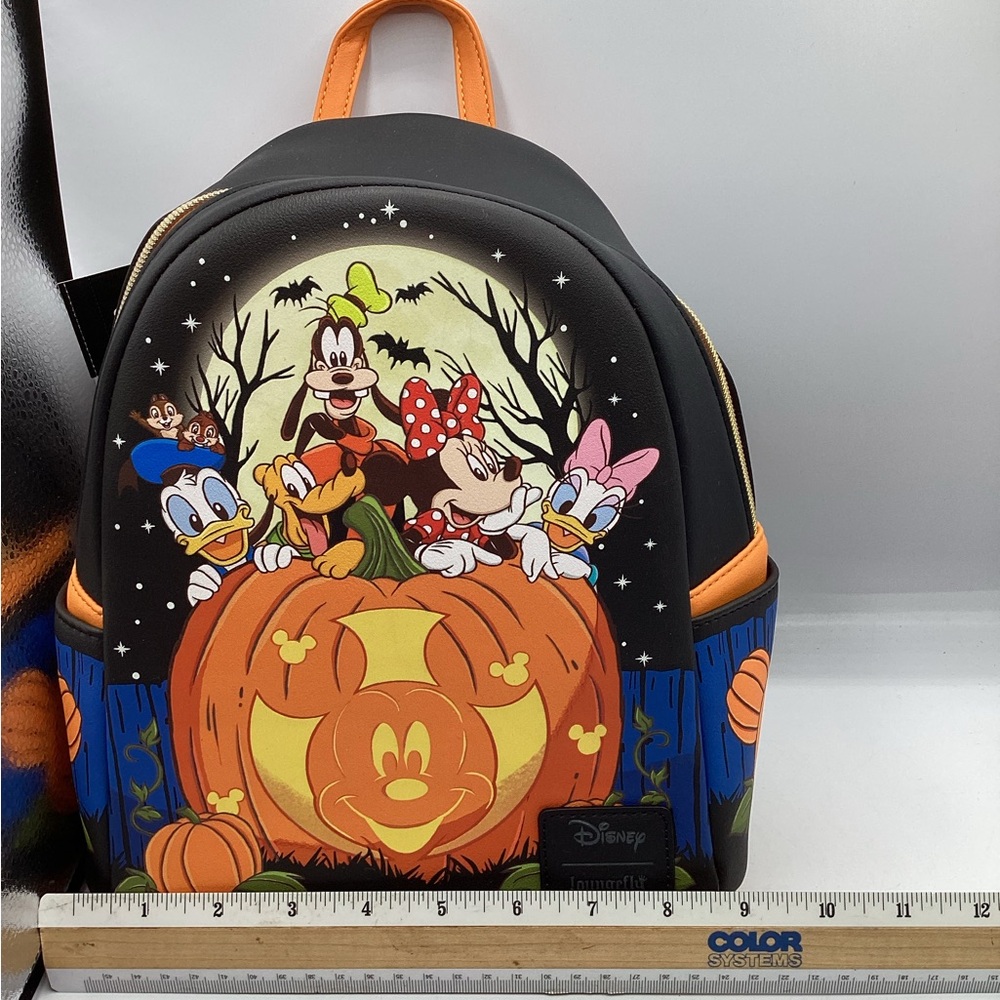 Disney Loungefly Halloween Glow Mickey Pumpkin Mini Backpack NWT - Picture 2 of 6